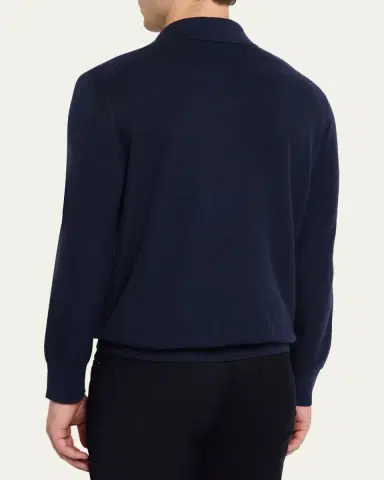 ZEGNA Men's Cashmere and Mulberry Silk Waffle Knit Polo Sweater | Thumbnail 3 ZEGNA Men's Cashmere and Mulberry Silk Waffle Knit Polo Sweater | Thumbnail 3