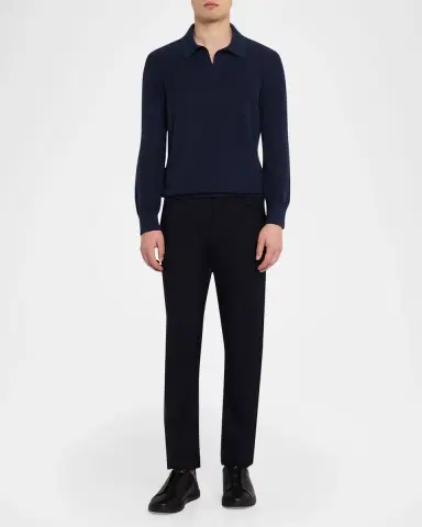 ZEGNA Men's Cashmere and Mulberry Silk Waffle Knit Polo Sweater | Thumbnail 5 ZEGNA Men's Cashmere and Mulberry Silk Waffle Knit Polo Sweater | Thumbnail 5
