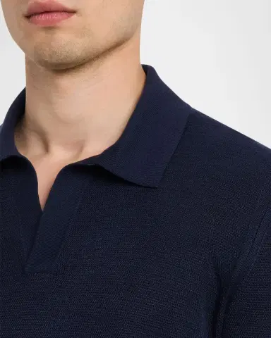 ZEGNA Men's Cashmere and Mulberry Silk Waffle Knit Polo Sweater | Thumbnail 8 ZEGNA Men's Cashmere and Mulberry Silk Waffle Knit Polo Sweater | Thumbnail 8