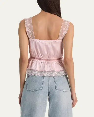 ALICE + OLIVIA Annabeth Embroidered Satin Tank Top | Thumbnail 3 ALICE + OLIVIA Annabeth Embroidered Satin Tank Top | Thumbnail 3