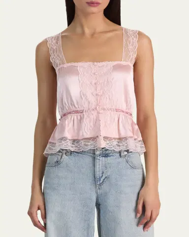 ALICE + OLIVIA Annabeth Embroidered Satin Tank Top | Thumbnail 4 ALICE + OLIVIA Annabeth Embroidered Satin Tank Top | Thumbnail 4
