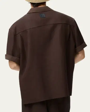 LOEWE x Paula's Ibiza Men's Washed Satin Short-Sleeve Shirt | Thumbnail 3 LOEWE x Paula's Ibiza Men's Washed Satin Short-Sleeve Shirt | Thumbnail 3
