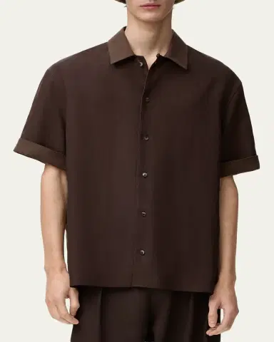 LOEWE x Paula's Ibiza Men's Washed Satin Short-Sleeve Shirt | Thumbnail 4 LOEWE x Paula's Ibiza Men's Washed Satin Short-Sleeve Shirt | Thumbnail 4