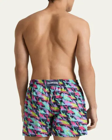 Vilebrequin Men's Offset Whale-Print Swim Trunks | Thumbnail 3 Vilebrequin Men's Offset Whale-Print Swim Trunks | Thumbnail 3