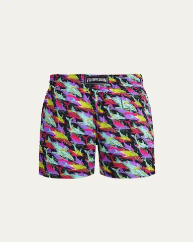 Vilebrequin Men's Offset Whale-Print Swim Trunks | Thumbnail 4 Vilebrequin Men's Offset Whale-Print Swim Trunks | Thumbnail 4