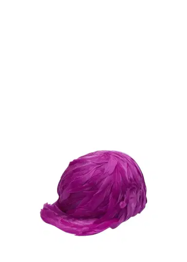 Balenciaga Feather Trim Satin Baseball Hat | Thumbnail 1 Balenciaga Feather Trim Satin Baseball Hat | Thumbnail 1