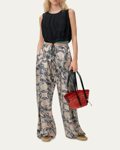 LOEWE x Paula's Ibiza Abstract-Print Silk Wide-Leg Pull-On Trousers | Thumbnail 2 LOEWE x Paula's Ibiza Abstract-Print Silk Wide-Leg Pull-On Trousers | Thumbnail 2