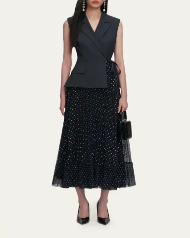Self-Portrait Tailored Polka Dot Midi Dress | Thumbnail 2 Self-Portrait Tailored Polka Dot Midi Dress | Thumbnail 2