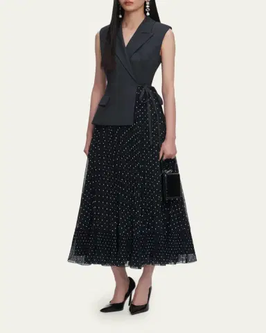 Self-Portrait Tailored Polka Dot Midi Dress | Thumbnail 4 Self-Portrait Tailored Polka Dot Midi Dress | Thumbnail 4