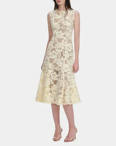 Self-Portrait Crochet Lace Midi Dress | Thumbnail 4 Self-Portrait Crochet Lace Midi Dress | Thumbnail 4