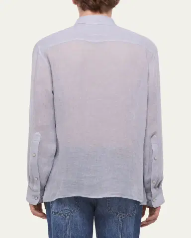 Helmut Lang Men's Relaxed Fit Linen Button-Down Shirt | Thumbnail 3 Helmut Lang Men's Relaxed Fit Linen Button-Down Shirt | Thumbnail 3