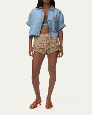 LOEWE x Paula's Ibiza Tiered Ruffle Crochet Pull-On Shorts | Thumbnail 2 LOEWE x Paula's Ibiza Tiered Ruffle Crochet Pull-On Shorts | Thumbnail 2