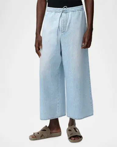 Loewe x Paula's Ibiza Men's Denim Cropped Wide-Leg Drawstring Pants | Thumbnail 3 Loewe x Paula's Ibiza Men's Denim Cropped Wide-Leg Drawstring Pants | Thumbnail 3