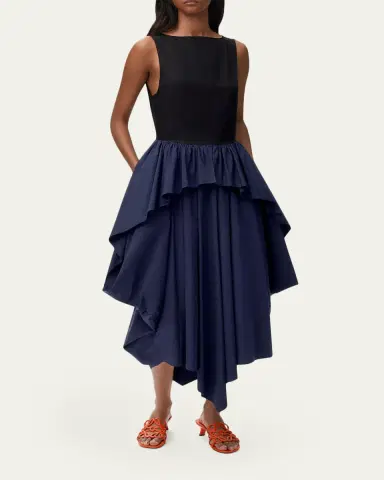 LOEWE x Paula's Ibiza Asymmetric Ruffle Cotton Sleeveless Midi Dress | Thumbnail 2 LOEWE x Paula's Ibiza Asymmetric Ruffle Cotton Sleeveless Midi Dress | Thumbnail 2