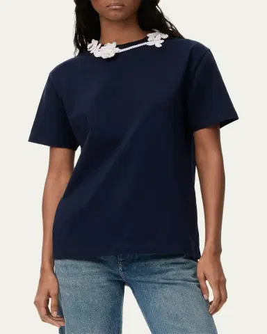 Loewe x Paula's Ibiza Floral Crochet-Collar Short-Sleeve T-Shirt | Thumbnail 4 Loewe x Paula's Ibiza Floral Crochet-Collar Short-Sleeve T-Shirt | Thumbnail 4