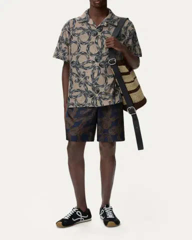 LOEWE x Paula's Ibiza Men's Towel Terry Jacquard L-Script Short-Sleeve Shirt | Thumbnail 2 LOEWE x Paula's Ibiza Men's Towel Terry Jacquard L-Script Short-Sleeve Shirt | Thumbnail 2