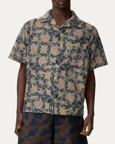 LOEWE x Paula's Ibiza Men's Towel Terry Jacquard L-Script Short-Sleeve Shirt | Thumbnail 4 LOEWE x Paula's Ibiza Men's Towel Terry Jacquard L-Script Short-Sleeve Shirt | Thumbnail 4