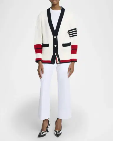 Thom Browne Classic Stripe Tennis V-Neck Cardigan | Thumbnail 2 Thom Browne Classic Stripe Tennis V-Neck Cardigan | Thumbnail 2