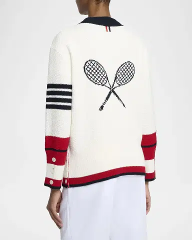 Thom Browne Classic Stripe Tennis V-Neck Cardigan | Thumbnail 3 Thom Browne Classic Stripe Tennis V-Neck Cardigan | Thumbnail 3