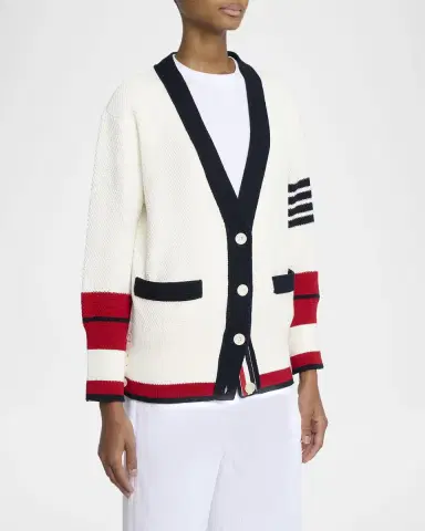 Thom Browne Classic Stripe Tennis V-Neck Cardigan | Thumbnail 4 Thom Browne Classic Stripe Tennis V-Neck Cardigan | Thumbnail 4