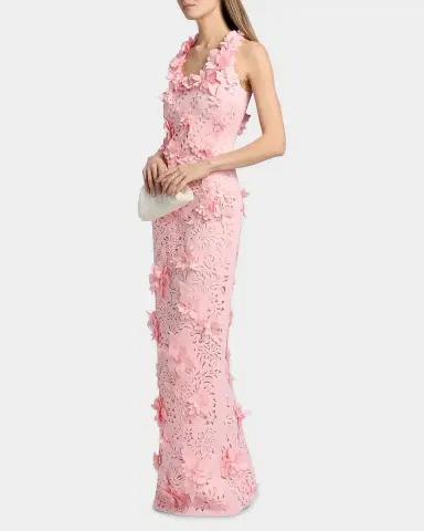 Badgley Mischka 3D Floral Pearly Embellished Gown | Thumbnail 6 Badgley Mischka 3D Floral Pearly Embellished Gown | Thumbnail 6