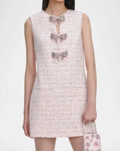 Self-Portrait Sequined Boucle Mini Dress | Thumbnail 4 Self-Portrait Sequined Boucle Mini Dress | Thumbnail 4