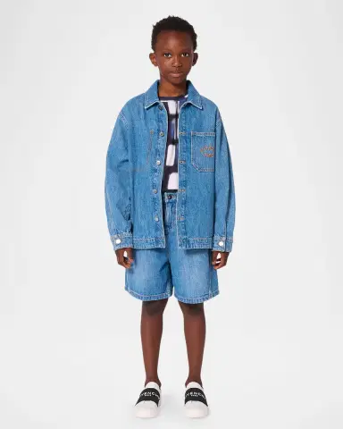 Givenchy Boy 's Logo-Embroidered Cotton Denim Overshirt, Size -14 | Thumbnail 2 Givenchy Boy 's Logo-Embroidered Cotton Denim Overshirt, Size -14 | Thumbnail 2
