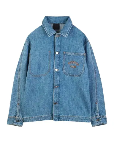 Givenchy Boy 's Logo-Embroidered Cotton Denim Overshirt, Size -14 | Thumbnail 1 Givenchy Boy 's Logo-Embroidered Cotton Denim Overshirt, Size -14 | Thumbnail 1