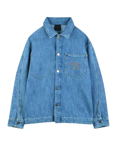 Givenchy Boy 's Logo-Embroidered Cotton Denim Overshirt, Size 4-6 | Thumbnail 1 Givenchy Boy 's Logo-Embroidered Cotton Denim Overshirt, Size 4-6 | Thumbnail 1
