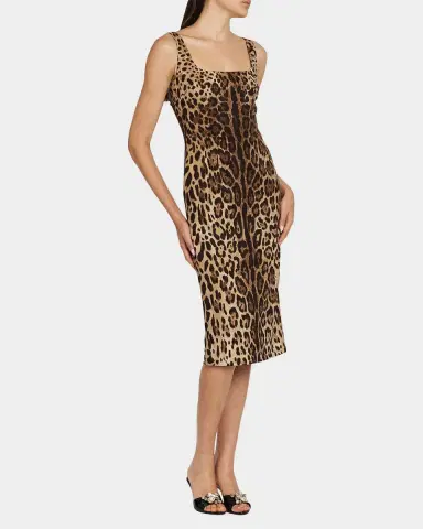 Dolce & Gabbana Leopard-Print Silk Sleeveless Midi Dress | Thumbnail 2 Dolce & Gabbana Leopard-Print Silk Sleeveless Midi Dress | Thumbnail 2