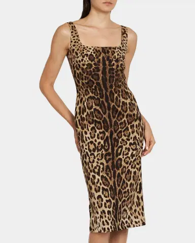 Dolce & Gabbana Leopard-Print Silk Sleeveless Midi Dress | Thumbnail 4 Dolce & Gabbana Leopard-Print Silk Sleeveless Midi Dress | Thumbnail 4