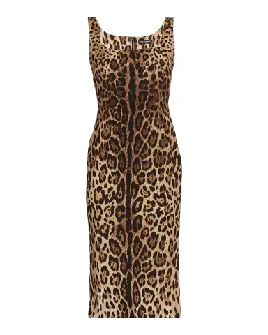 Dolce & Gabbana Leopard-Print Silk Sleeveless Midi Dress | Thumbnail 1 Dolce & Gabbana Leopard-Print Silk Sleeveless Midi Dress | Thumbnail 1