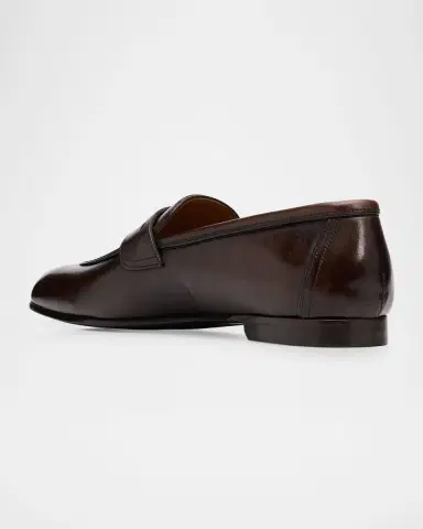 Kiton Men's Calfskin Apron-Toe Penny Loafers | Thumbnail 2 Kiton Men's Calfskin Apron-Toe Penny Loafers | Thumbnail 2