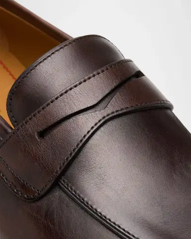 Kiton Men's Calfskin Apron-Toe Penny Loafers | Thumbnail 3 Kiton Men's Calfskin Apron-Toe Penny Loafers | Thumbnail 3