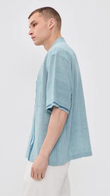 Kardo Rohit Hand Embroidered Shirt Blue | Thumbnail 4 Kardo Rohit Hand Embroidered Shirt Blue | Thumbnail 4