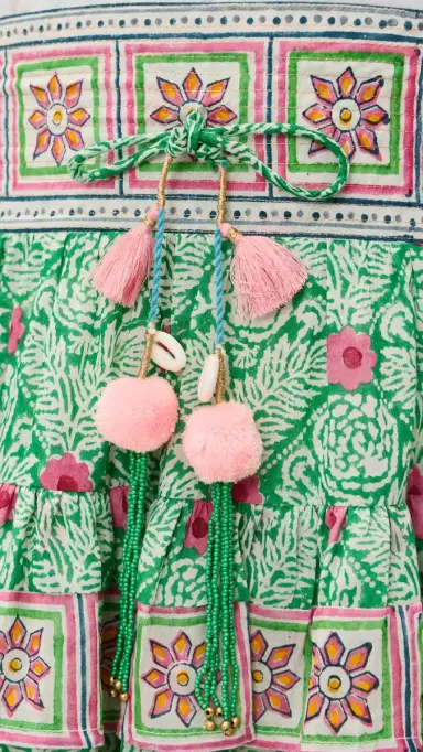 Bell Bek Mini Skirt Green with Pink Flower | Thumbnail 6 Bell Bek Mini Skirt Green with Pink Flower | Thumbnail 6