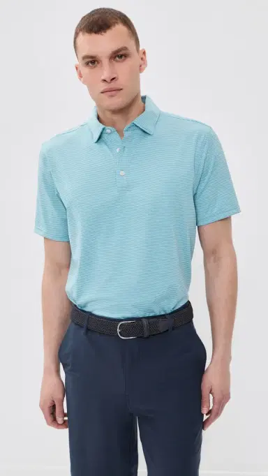 Rhone Drive Time Polo Shirt Azure Blue tripe | Thumbnail 2 Rhone Drive Time Polo Shirt Azure Blue tripe | Thumbnail 2