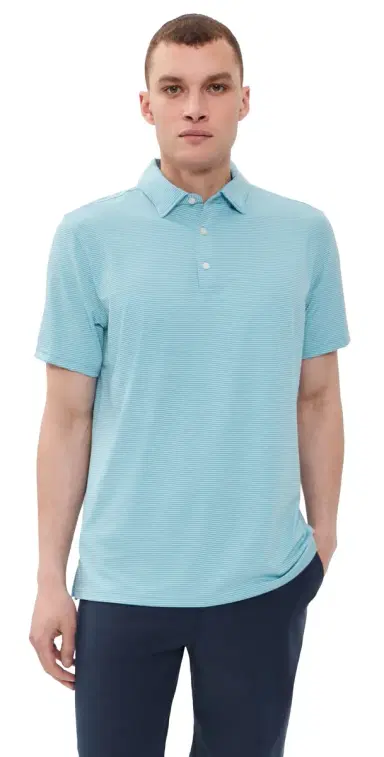 Rhone Drive Time Polo Shirt Azure Blue tripe | Thumbnail 1 Rhone Drive Time Polo Shirt Azure Blue tripe | Thumbnail 1