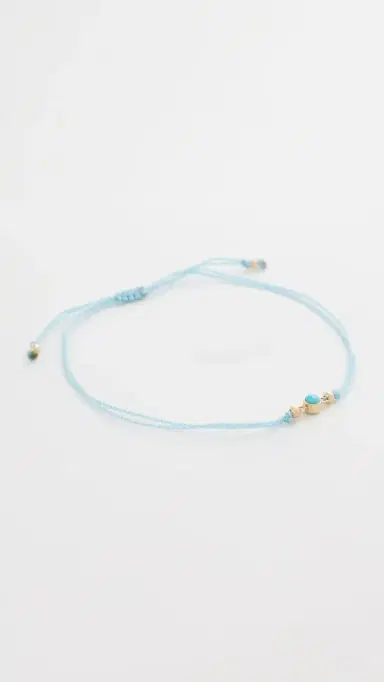 Zoë Chicco 14k Bezel Turquoise Cord Bracelet 14k Yellow Gold One Size | Thumbnail 2 Zoë Chicco 14k Bezel Turquoise Cord Bracelet 14k Yellow Gold One Size | Thumbnail 2