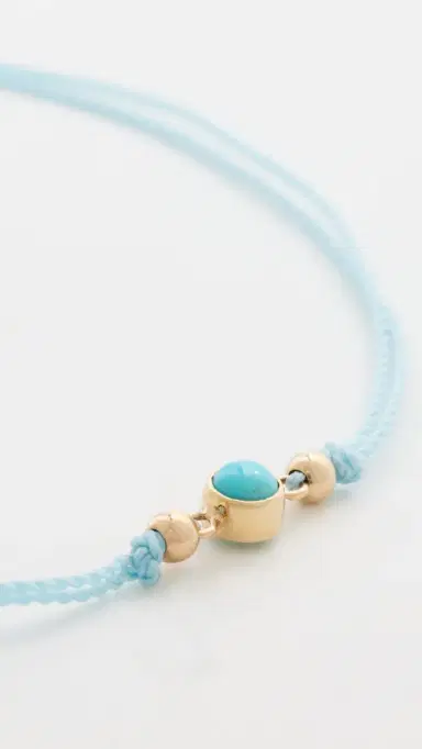Zoë Chicco 14k Bezel Turquoise Cord Bracelet 14k Yellow Gold One Size | Thumbnail 4 Zoë Chicco 14k Bezel Turquoise Cord Bracelet 14k Yellow Gold One Size | Thumbnail 4