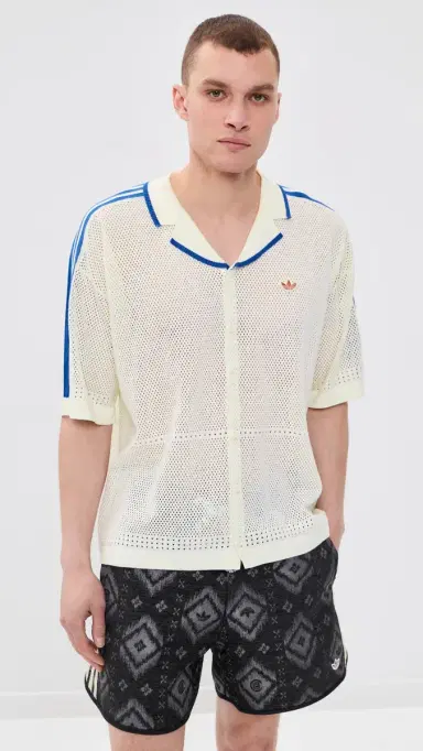 Adidas Knitted Resort Shirt Off White M | Thumbnail 2 Adidas Knitted Resort Shirt Off White M | Thumbnail 2