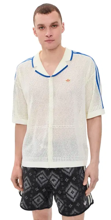 Adidas Knitted Resort Shirt Off White M | Thumbnail 1 Adidas Knitted Resort Shirt Off White M | Thumbnail 1