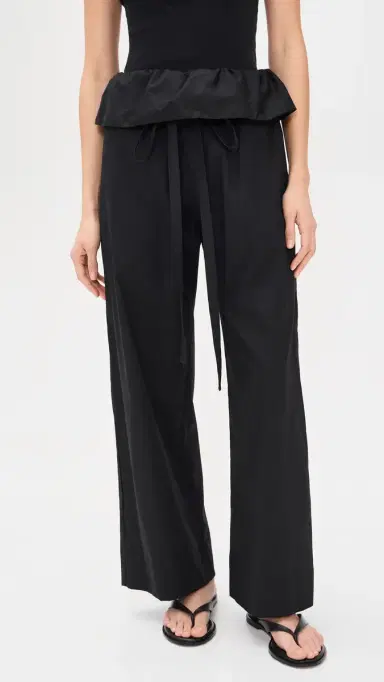Enza Costa Cotton Peplum Pants Black | Thumbnail 2 Enza Costa Cotton Peplum Pants Black | Thumbnail 2