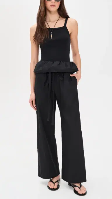 Enza Costa Cotton Peplum Pants Black | Thumbnail 5 Enza Costa Cotton Peplum Pants Black | Thumbnail 5