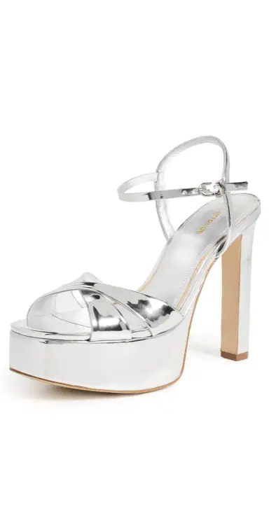 Larroudé Bianca High Platform Sandals Silver Specchio | Thumbnail 1 Larroudé Bianca High Platform Sandals Silver Specchio | Thumbnail 1