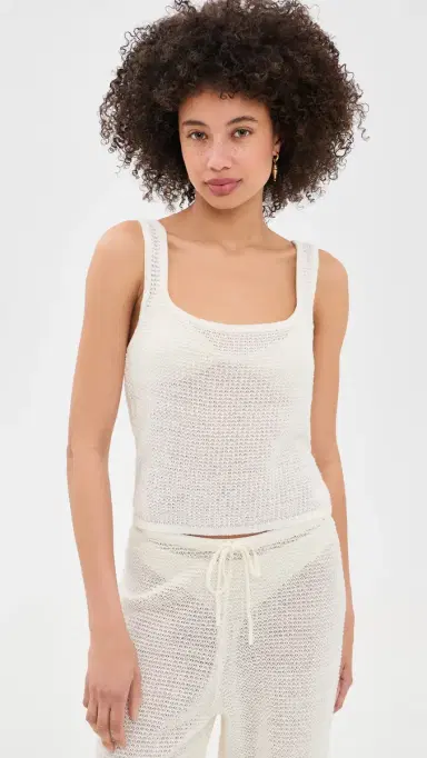 Onia Square Neck Knit Tank Egret | Thumbnail 2 Onia Square Neck Knit Tank Egret | Thumbnail 2