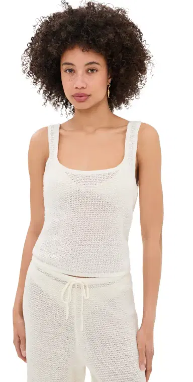 Onia Square Neck Knit Tank Egret | Thumbnail 1 Onia Square Neck Knit Tank Egret | Thumbnail 1