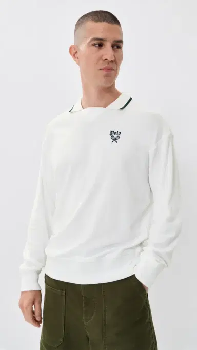Polo Ralph Lauren Tennis Logo Polo Sweatshirt White | Thumbnail 2 Polo Ralph Lauren Tennis Logo Polo Sweatshirt White | Thumbnail 2