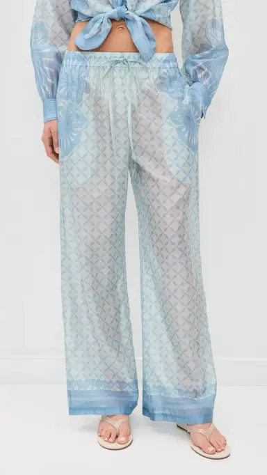 Shani Shemer Macey Pants Aqua Shell Print M | Thumbnail 2 Shani Shemer Macey Pants Aqua Shell Print M | Thumbnail 2