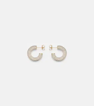Sydney Evan Puffy 14kt gold hoop earrings with diamonds | Thumbnail 2 Sydney Evan Puffy 14kt gold hoop earrings with diamonds | Thumbnail 2